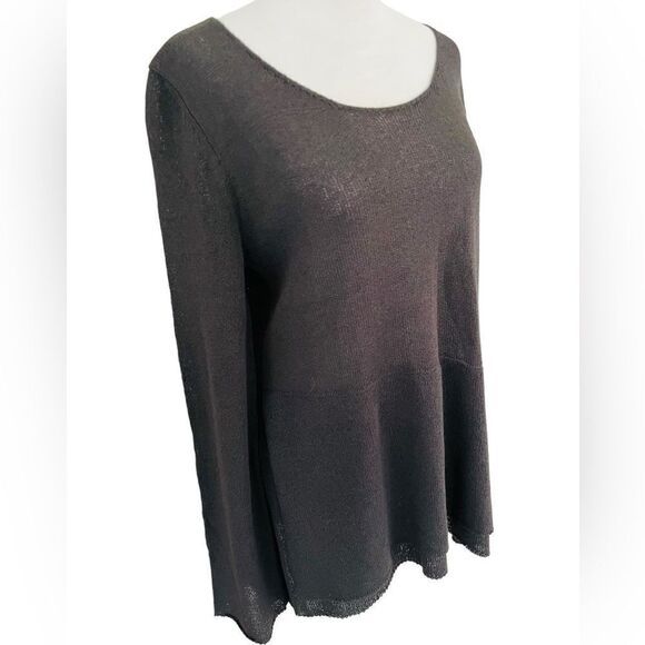 POLES Made in France gray crew neck sweater, rayon polyester, lightweight size L - Picture 5 of 6